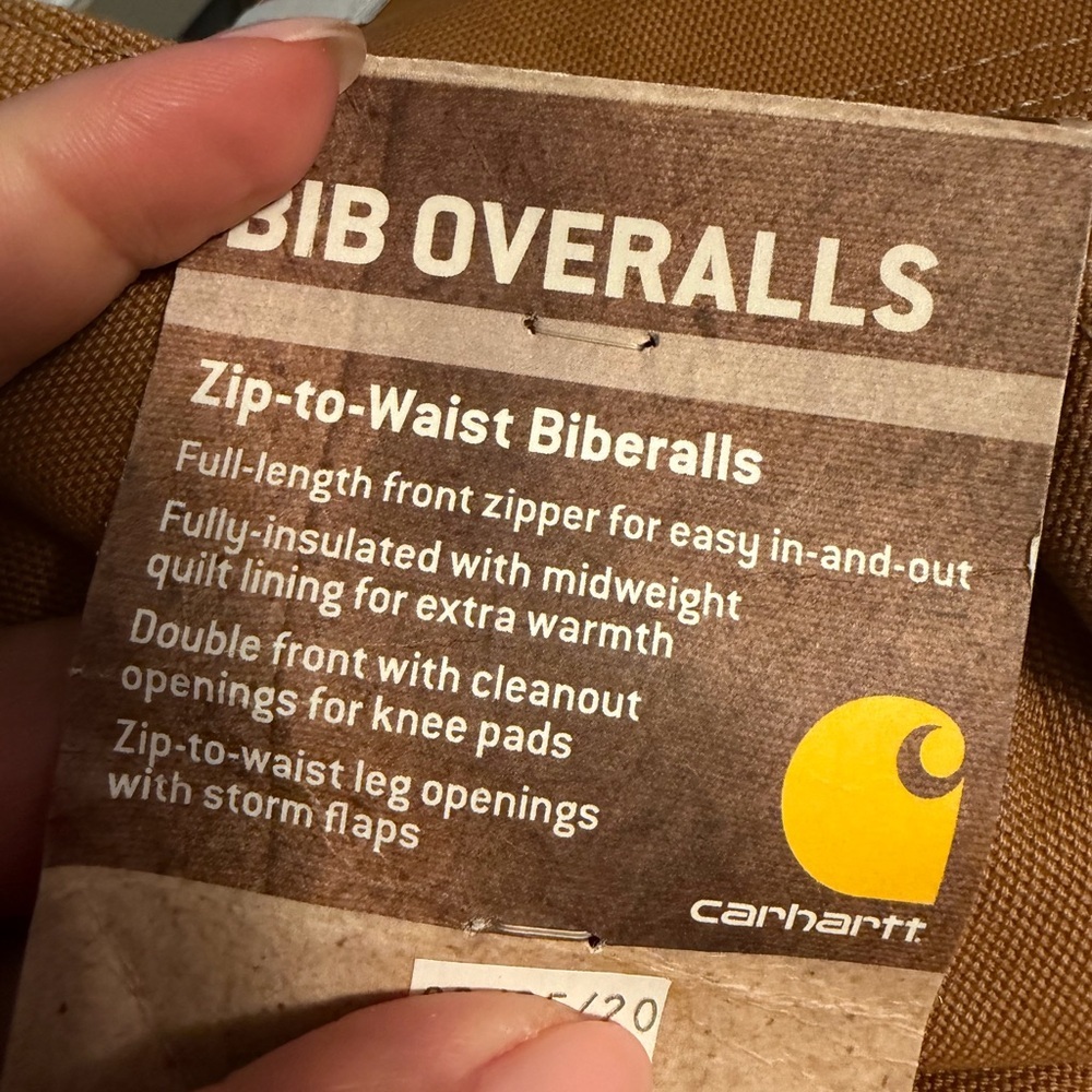 Carhartt 38x34 NEW With Tags Insulated Duck Bib Overalls Brown Quilted Workwear - Picture 2 of 7